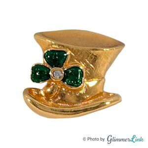 Vintage 90s Avon Hats Off To Luck Lucky Leprechaun Hat Gold Tone Unisex Pin